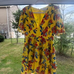 Adelyn Rae Yellow Flutter Sleeve Sundress
